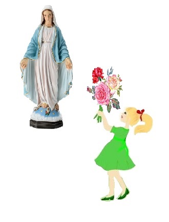 offrir des roses à la Sainte Vierge